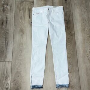 Diesel Coated Skinzee Low Zip Super Slim Skinny Low Waist White Jean Size 29